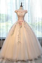 Quinceanera Dresses Elegant Off The Shoulder Lace Applique Beading Prom ... - $249.99