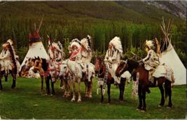 Vtg Postcard, Canada Native American Tribe, Postmarked 1971, Jasper Park Lodge - £5.09 GBP