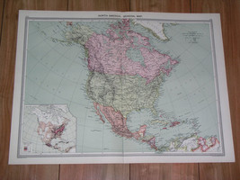 1908 Antique Map Of North America / United States Canada Caribb EAN West Indies - £15.95 GBP