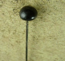 Antique Hatpin Black button 9 1/4&quot; long Victorian Black blown glass Vintage Hair - £19.98 GBP