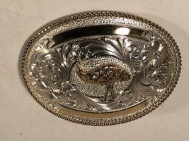 Montana Silversmiths Vintage Silverplate Doré Bord 2 Ton Emu Ceinture Boucle USA - £155.32 GBP