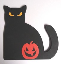 Wood Halloween Black Cat with Yellow Eyes Fall Pumpkin Decor 12&quot;h x 11.5&quot;w - £15.92 GBP