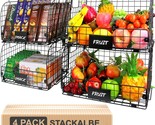 4 Pack Xxl Stackable Wire Baskets For Storage Pantry,Fruit Basket For Ki... - £68.35 GBP
