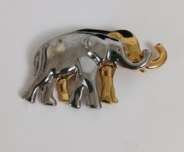 Vintage Liz Claiborne Elephant Pin Brooch 2 Tone Gold And Silver jewelry... - $168.38 MXN