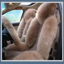 Fluffy Thick Cameo Luxury Australian Lambskin Woolen Fur Seat Cover Prot... - $272.95