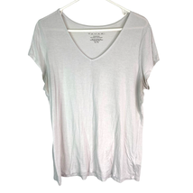 Tahari Essentials Short Sleeve V Neck Tee Shirt Womens XL White Soft Stretch - £7.21 GBP