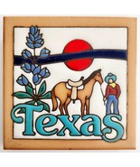 Texas Ceramic Tile Trivet Vintage Handmade USA 6x6&quot; Masterworks Art Tile... - $41.13 CAD
