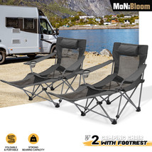 Set Of 2 Foldable Lounge Beach Chair Portable Camping Reclinable Breatha... - £88.49 GBP