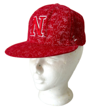 Nebraska Huskers Cap Red White Cornhuskers Zephyr Chopped Fitted Hat 7-1/4 - £14.80 GBP