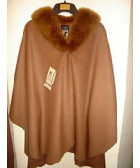 Poncho made of Baby Alpaca wool and fur trimming - £514.78 GBP
