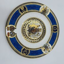 Spode Queen Elizabeth II Golden Jubilee Royal Arms Porcelain Plate Blue Gold - £57.88 GBP