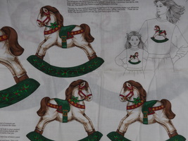Rocking Horse Christmas Applique Fabric Panel with Instructions Vtg Cranston  - £6.26 GBP