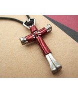 Buy 1 get 1 free Magenta Disciples cross  handcrafted necklace,brand new  - £7.60 GBP