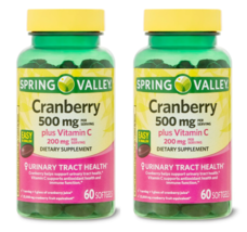 Spring Valley Cranberry w/Vitamin C Softgels Urinary Tract 500mg, 60 Cou... - $17.85