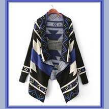 Southwestern Woven Pattern Batwing Sleeve Loose Knitted Wool Cardigan   - $71.95