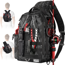 Fishing Backpack Sling Bag w/ Rod Holder | Lightweight Tackle Box Fly Ba... - $40.61