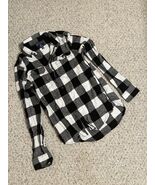 George Men’s Flannel Shirt Black &amp; White Plaid Size S Long Sleeve Button... - €12,76 EUR