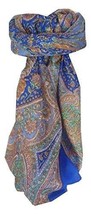 Mulberry Silk Traditional Square Scarf Kambi Blue by Pashmina &amp; Silk - £18.92 GBP