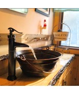 15&quot; Round Copper Bucket Vessel Sink for Whiskey Barrel Installation with... - $319.95
