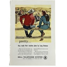 Vintage 1950&#39;s Bell Telphone System Print Ad Cowboy Cowgirl West Ranch 7&quot; x 10&quot; - £5.18 GBP