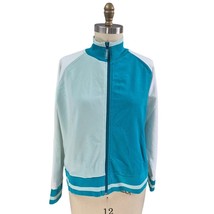 80s 90s Y2K Finish Line Teal/Green Color Block Track Jacket Cotton/Spand... - £27.03 GBP