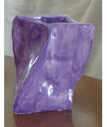 Handmade Pottery - Small Purple Tilted Vase - $37.99 MXN
