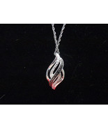White &amp; Black Diamond Necklace Pendant on Silver Chain - $47.66 CAD