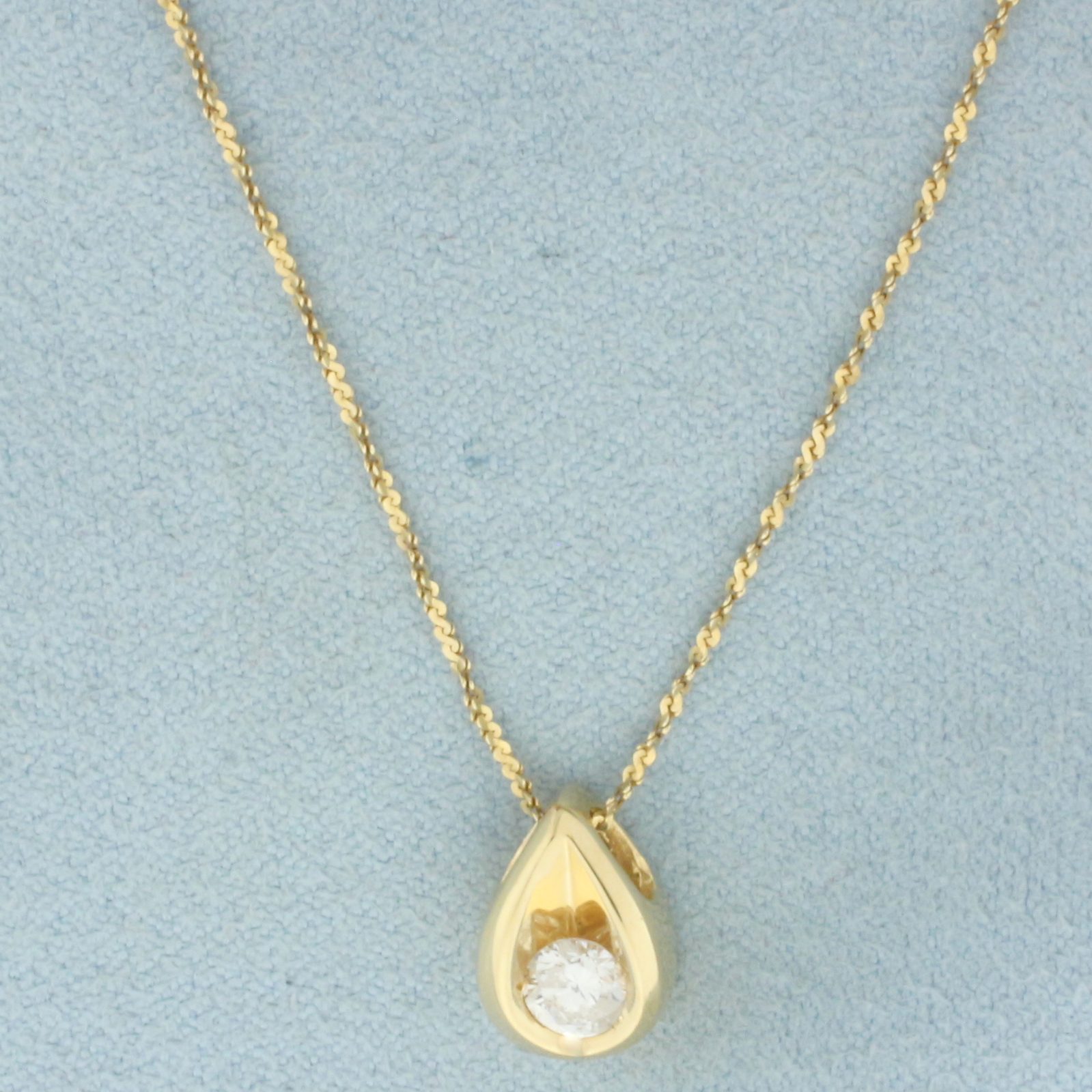 Italian Diamond Teardrop Necklace in 14k Yellow Gold - $664.75