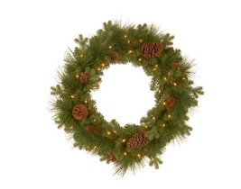 National Tree Company 24&quot; Feel Real Eastwood Spruce Wreath with Mixed Pine Cones - £38.69 GBP