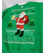 Christmas Sweatshirt Jerzees NuBlend Men&#39;s Kelly Green Size Medium Santa... - $21.23