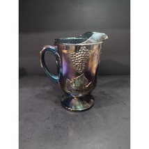 Imperial Grape Leaf Carnival Glass Pitcher, Cobalt Glassware, Carnival P... - $31.68