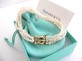 Tiffany &amp; Co 18K Pearl Strand Bracelet Gold Picasso Bangle 8 In Love Gift Pouch - £1,962.43 GBP