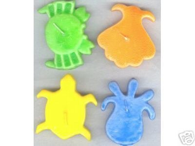 Set Of 4 Animal Candles-Turtle-Octopus-Fish-Crab  - $4.99
