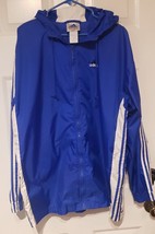 Vtg Rare Adidas Jacket Snap Sides 90&#39;s Track Tearaway Windbreaker Blue White XL - £19.38 GBP