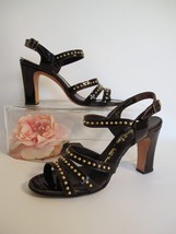 Vintage 60s 70s Patent Leather Strappy Sandals Studs 6N Harzfelds MOD Bombshell - £30.05 GBP