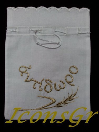 Christian Orthodox Greek Cotton Gold-embroidered Antidoron Pouch No.4