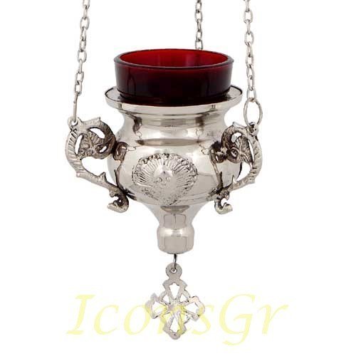Greek Christian Orthodox Bronze Oil Lamp with Chain - 237n [Kitchen]