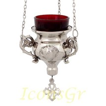 Greek Christian Orthodox Bronze Oil Lamp with Chain - 237n [Kitchen] - £73.76 GBP