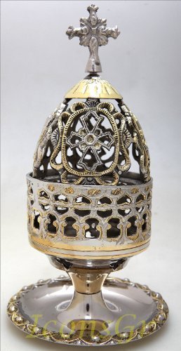 Christian Orthodox Oil Lamp in Golden-silver Color (83gn) [Kitchen]