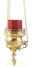 Greek Christian Orthodox Bronze Oil Lamp with Chain- 9770g [Kitchen] - £153.60 GBP