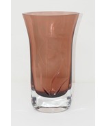 Bombay Heavy Amethyst Purple Art Glass 10&quot; Vase with Etched Flowers - $59.39