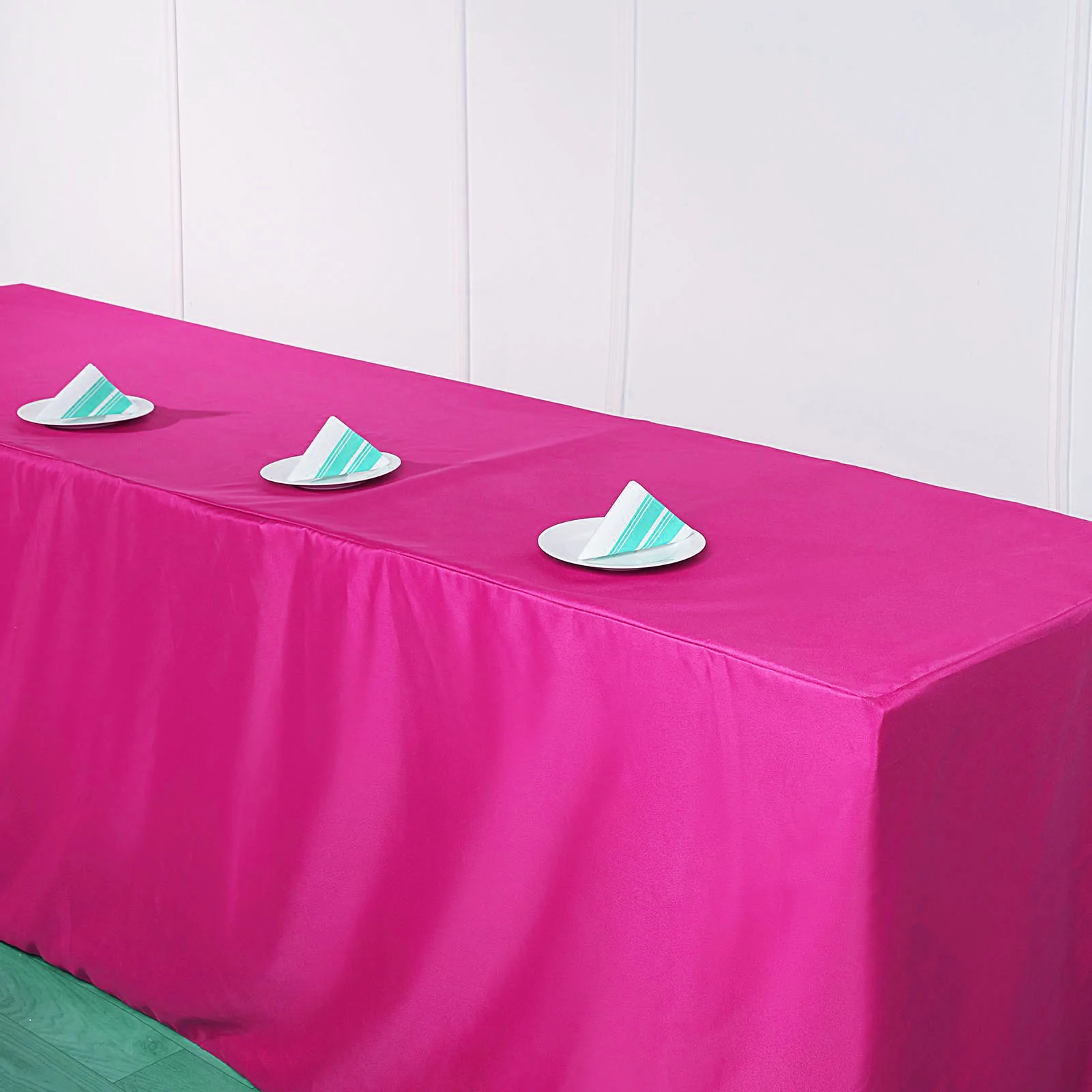 Fushia - 8FT Fitted Polyester Rectangular Table Cover for Wedding Party - £32.00 GBP