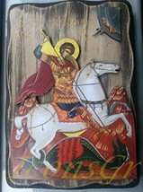 Wooden Greek Christian Orthodox Wood Icon of Saint George /R3l - £71.66 GBP