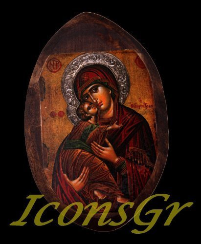 Wooden Greek Christian Orthodox Wood Icon of Mother of Jesus & Jesus Christ/mp0 - £34.46 GBP