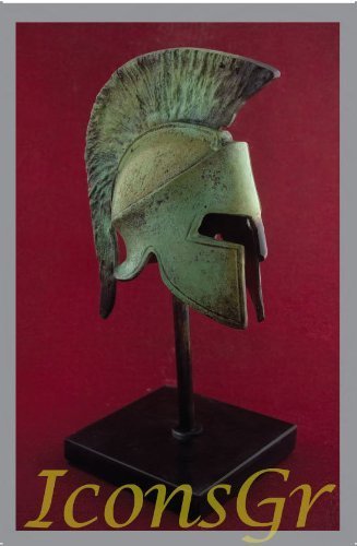 Ancient Greek Bronze Museum Replica of Spartan Helmet on a Base (1349-1)