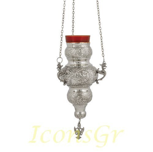 Primary image for Greek Christian Orthodox Bronze Oil Lamp with Chain - 409n [Kitchen]