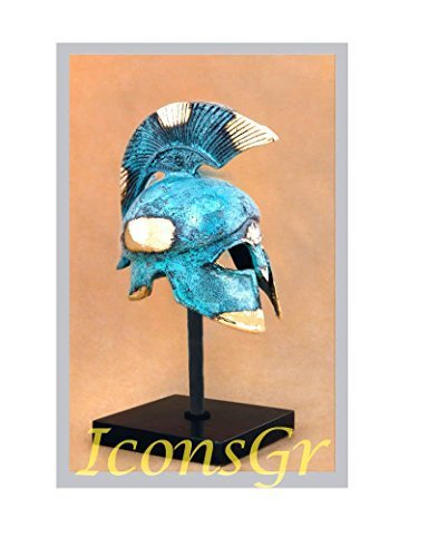 Ancient Greek Bronze Museum Replica of Athenian Helmet on a Base(368-1)