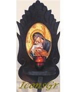 Wooden Greek Christian Orthodox Wood Table Oil Lamp / Ka1 - £108.10 GBP