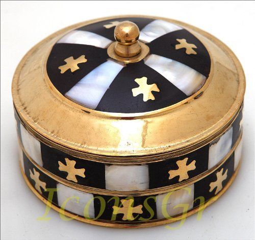 Handmade Greek Bronze Box with Fildisi (357) [Kitchen]