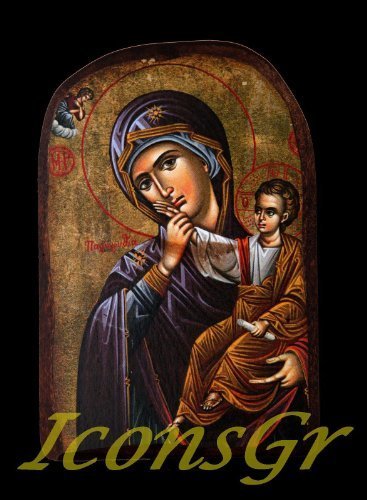 Wooden Greek Christian Orthodox Wood Icon of Virgin Mary /Mp2 - $11.66
